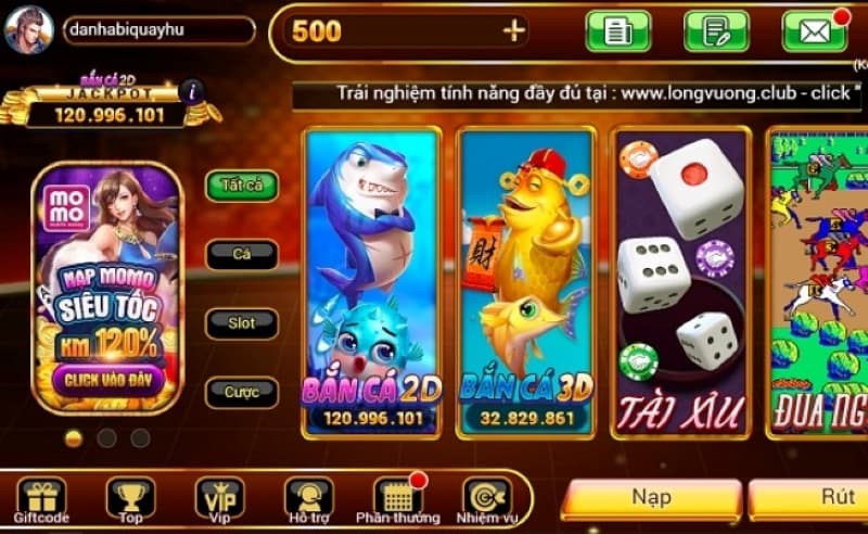 Những trò chơi có tại cổng game Long Vương Club